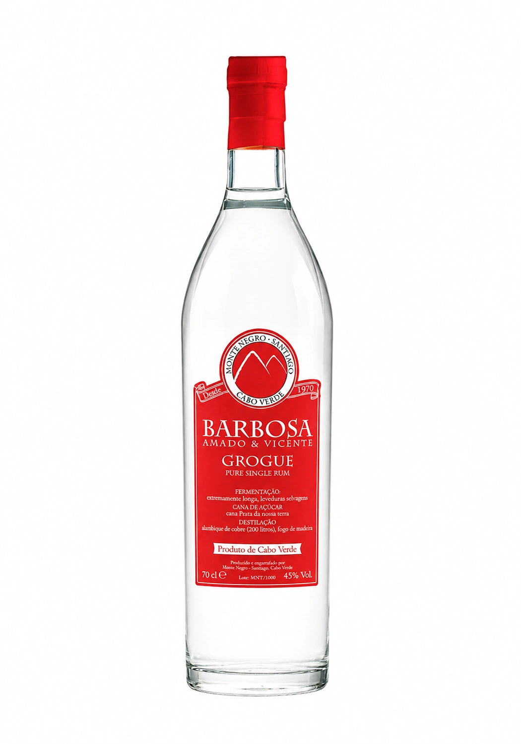 Bouteille Barbosa Amado & Vicente Grogue – Rhum de pur jus de canne du Cap-Vert 45 % 70 cl