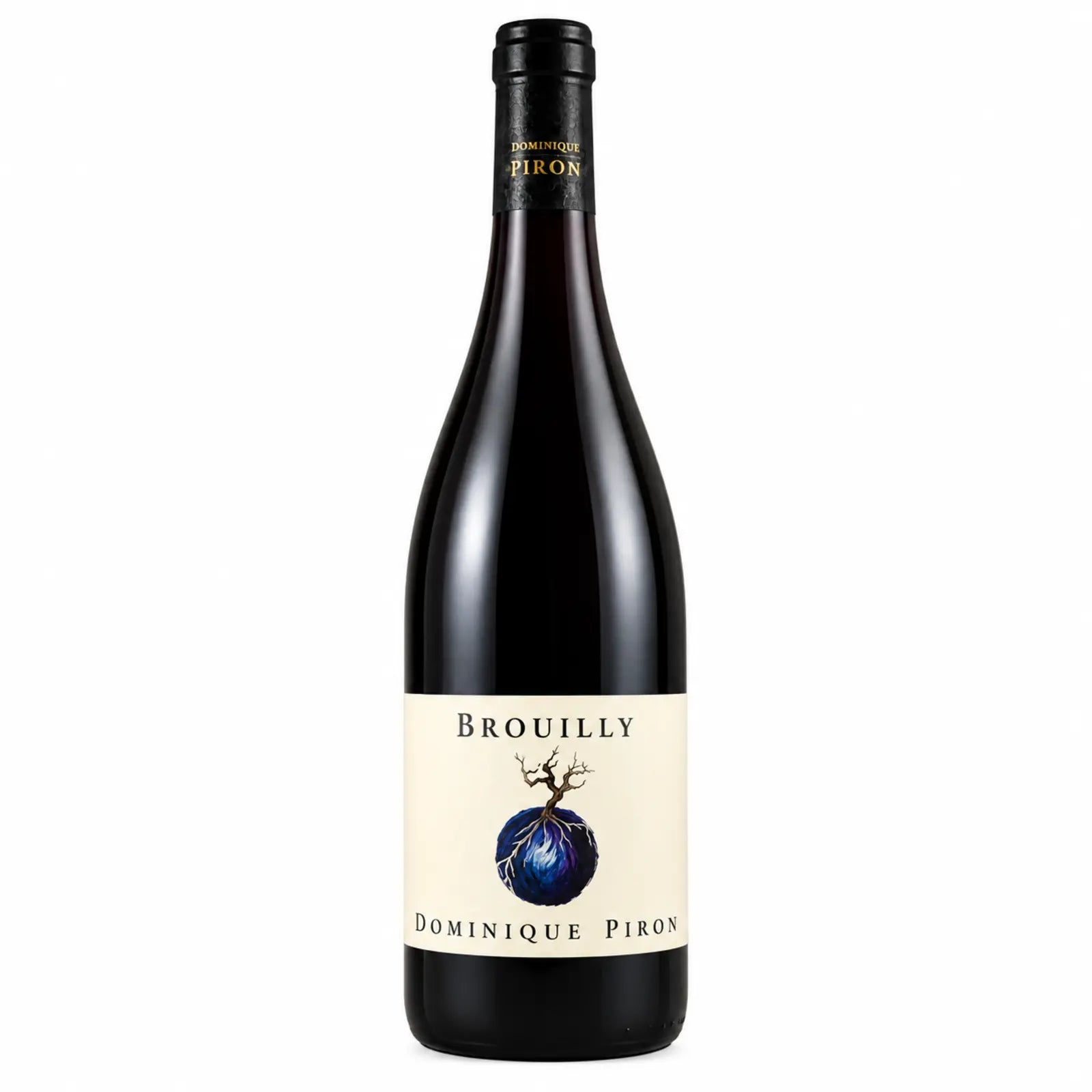 Bouteille de vin rouge Brouilly 2015 du Domaine Dominique Piron, appellation AOP Beaujolais, cépage Gamay