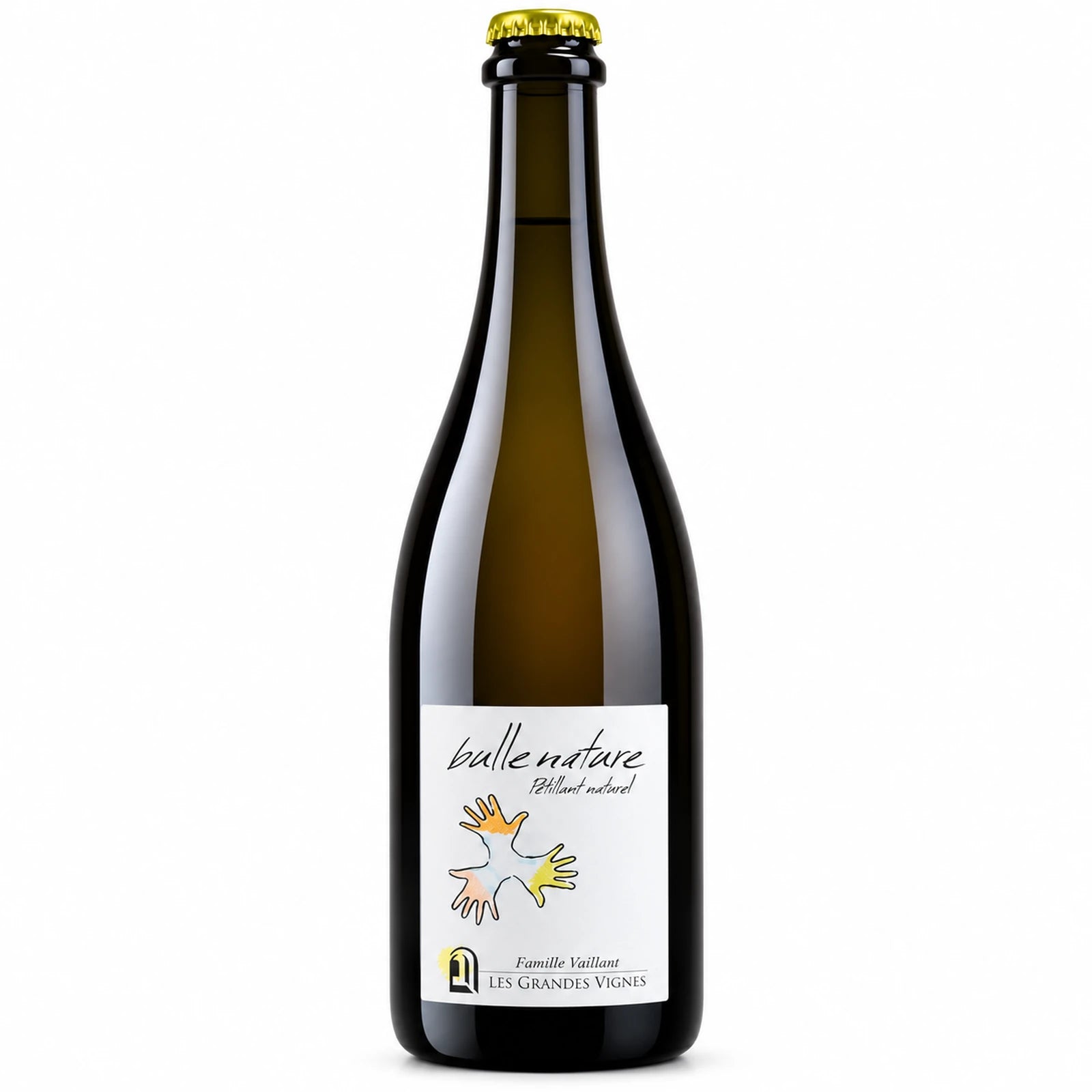 Bouteille de Bulle Nature Blanc du Domaine Les Grandes Vignes, pétillant naturel blanc de Loire élaboré par la Famille Vaillant.