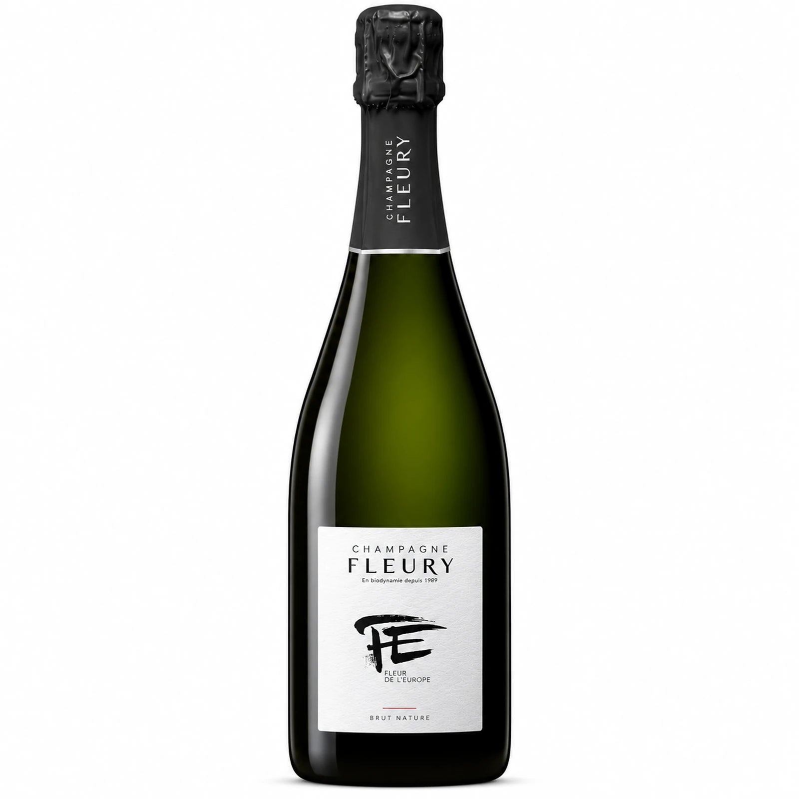 Bouteille de Champagne Fleur de l'Europe Brut Nature de la Maison Fleury, champagne bio et biodynamique élaboré dans la Côte des Bar.