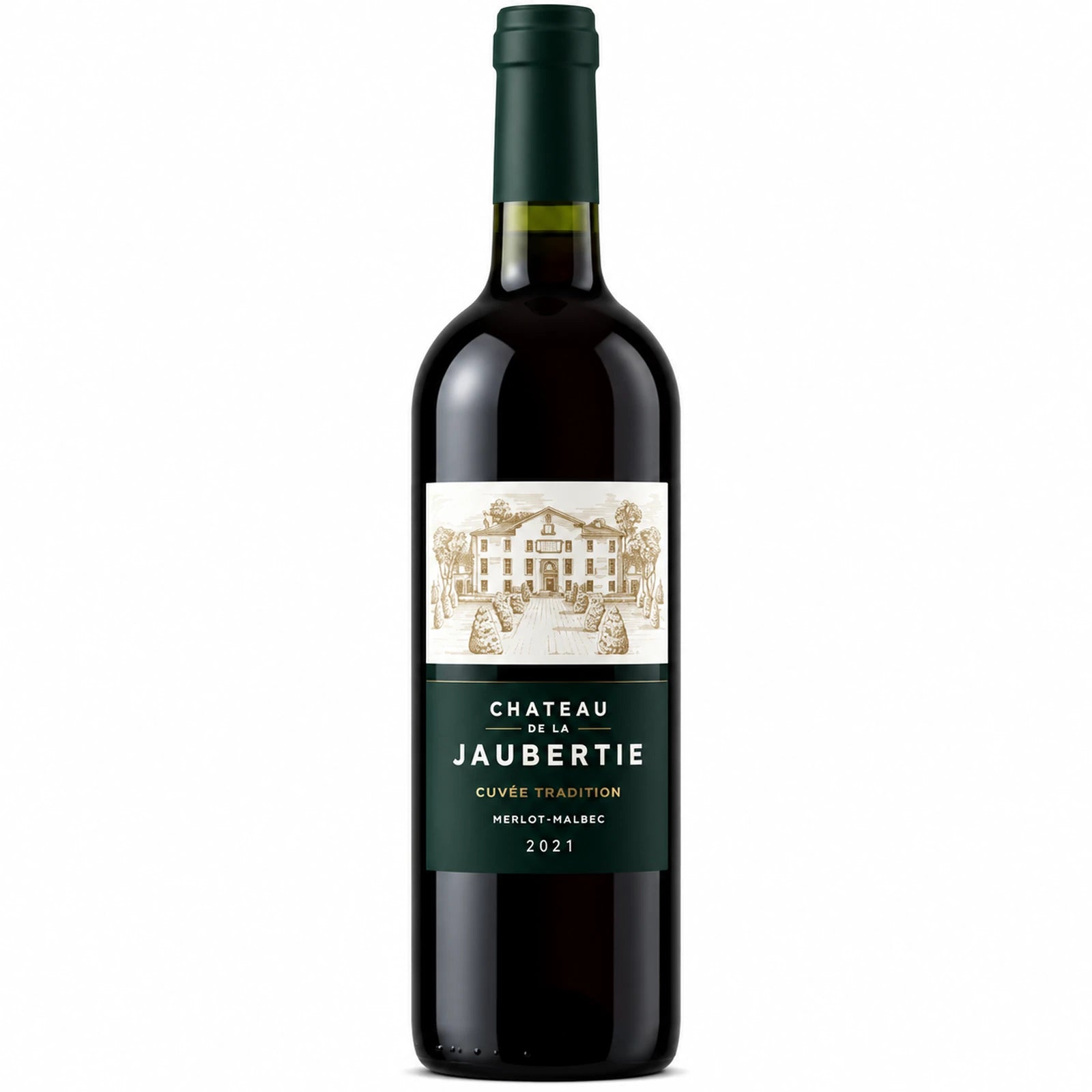 Bouteille de Château de la Jaubertie Cuvée Tradition Rouge, vin rouge bio AOC Bergerac, assemblage Merlot et Malbec