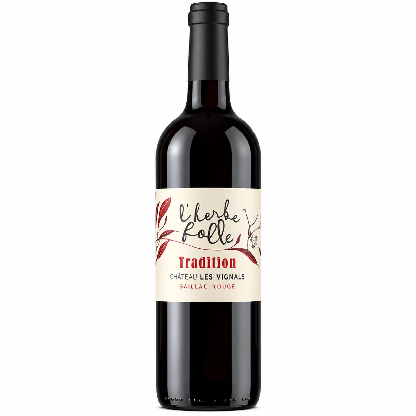 Bouteille de L'Herbe Folle Tradition Rouge du Château Les Vignals, vin rouge AOC Gaillac