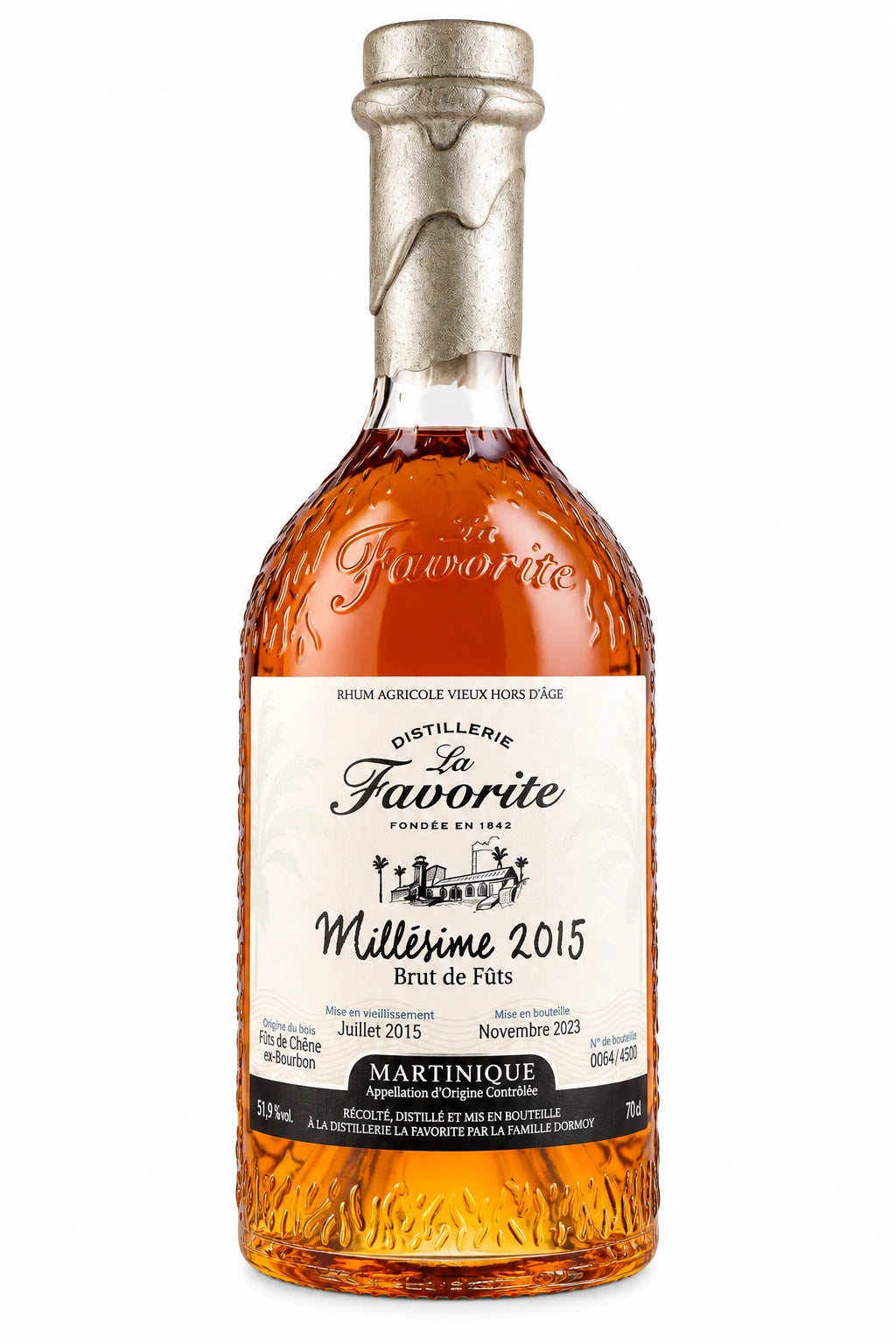 Bouteille de rhum La Favorite Millésime 2015 – Rhum agricole Martinique 6 ans 46 %