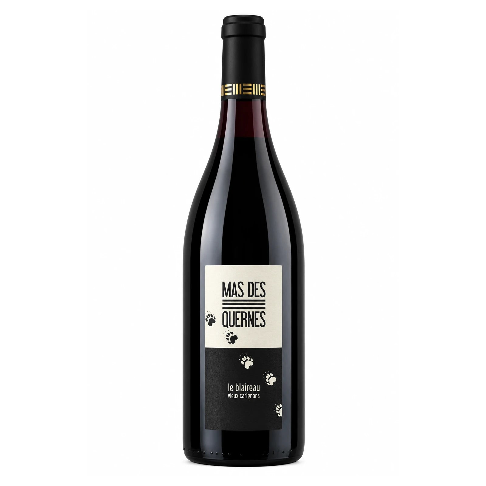 Bouteille de vin rouge bio Le Blaireau Vieux Carignans du Mas des Quernes, IGP Pays d’Hérault, 100 % Carignan du Languedoc.