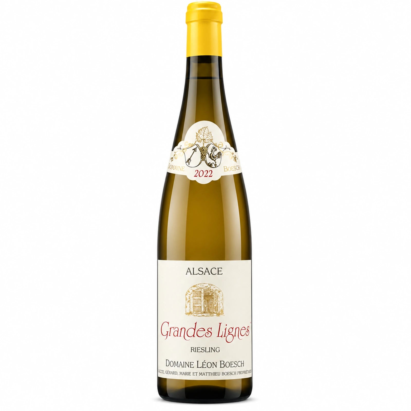 Bouteille de Riesling Les Grandes Lignes du Domaine Léon Boesch, vin blanc sec d'Alsace biologique et biodynamique