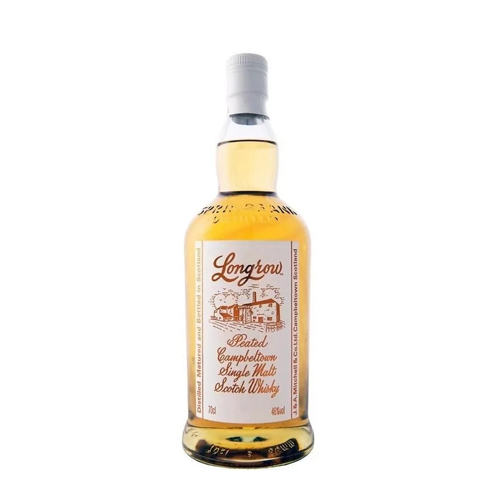 Bouteille de whisky Longrow Peated, single malt écossais tourbé de Campbeltown élaboré par la distillerie Springbank, 46 % vol., 70 cl