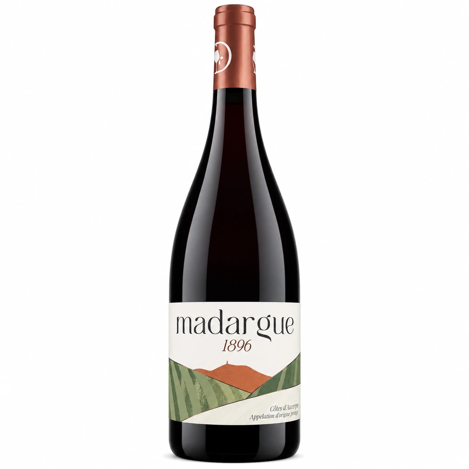Bouteille de Madargue 1896 du Domaine Déat, vin rouge biologique AOP Côtes d'Auvergne, assemblage de Gamay et Pinot Noir