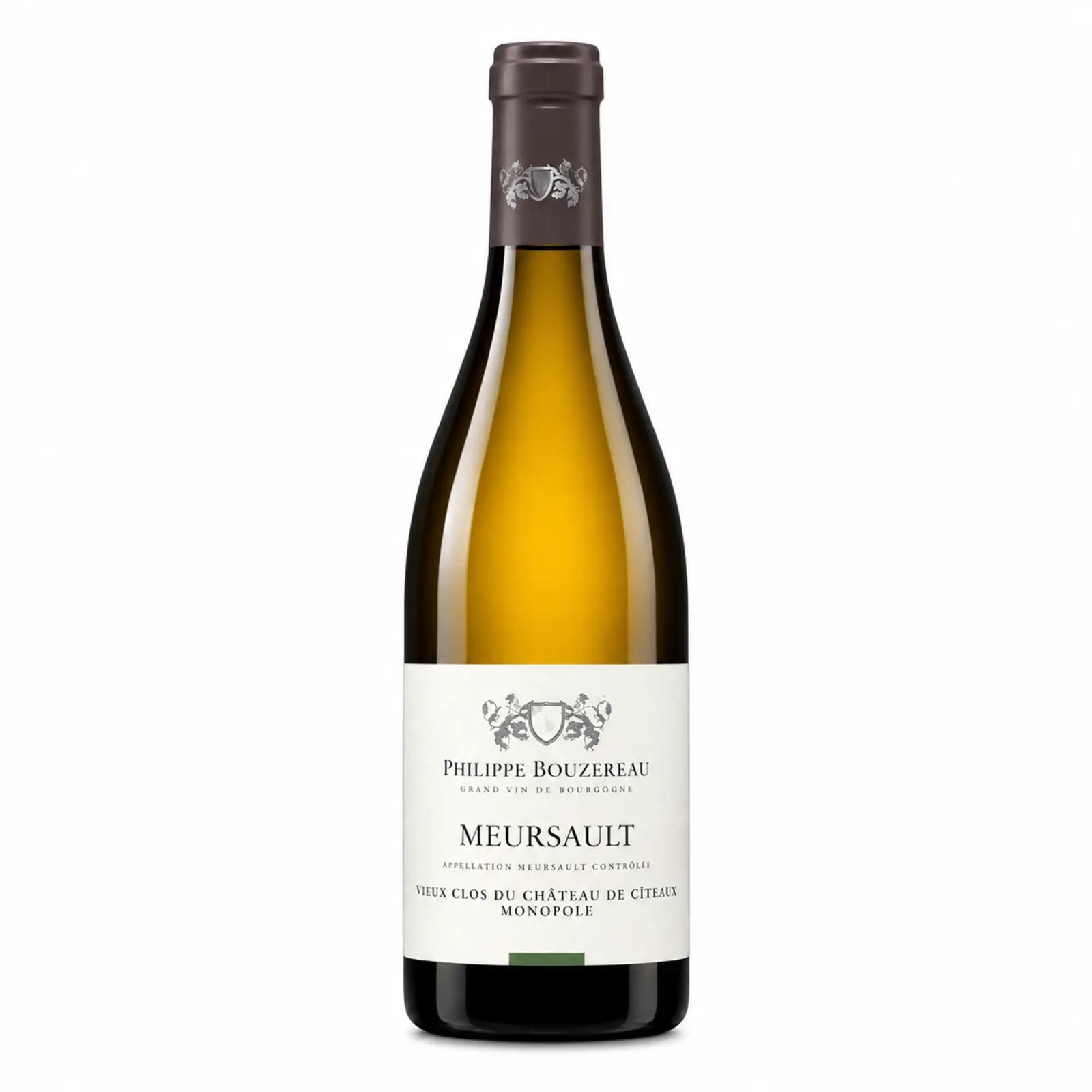 Bouteille de vin blanc Meursault Vieux Clos du Château de Cîteaux du Domaine Philippe Bouzereau, AOP Meursault, Chardonnay de Bourgogne, Côte de Beaune