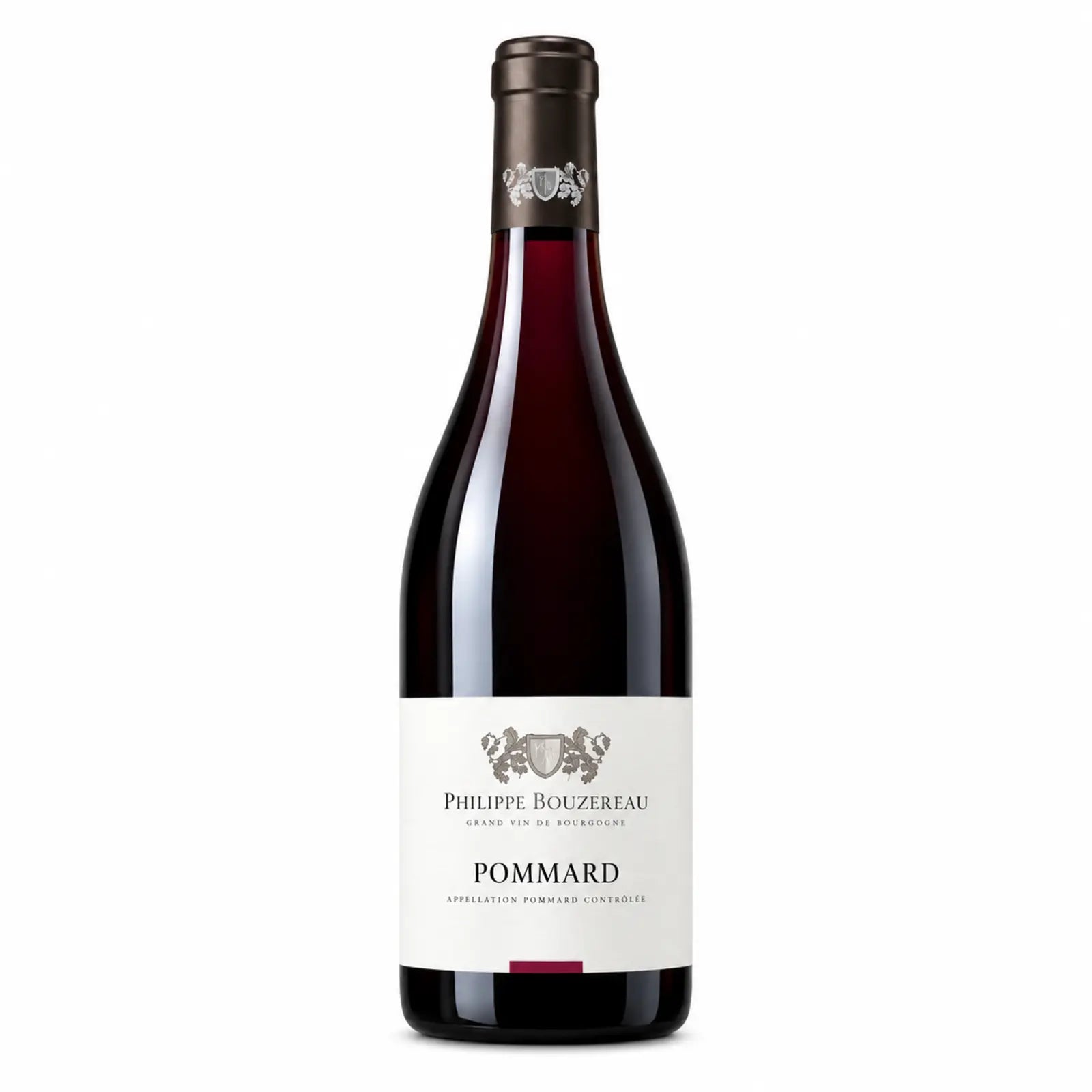 Bouteille de vin rouge Pommard du Domaine Philippe Bouzereau, AOP Pommard, Pinot Noir de Bourgogne, Côte de Beaune