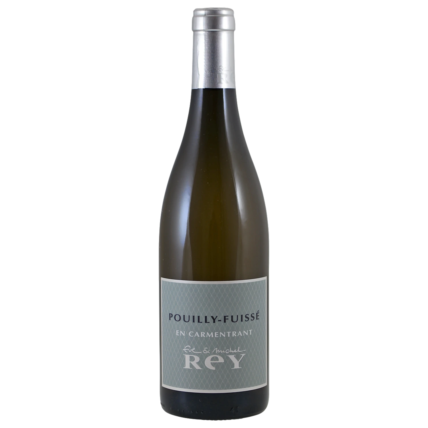 Bouteille de Pouilly-Fuissé En Carmentrant du Domaine Ève & Michel Rey, vin blanc de Bourgogne 100 % Chardonnay.