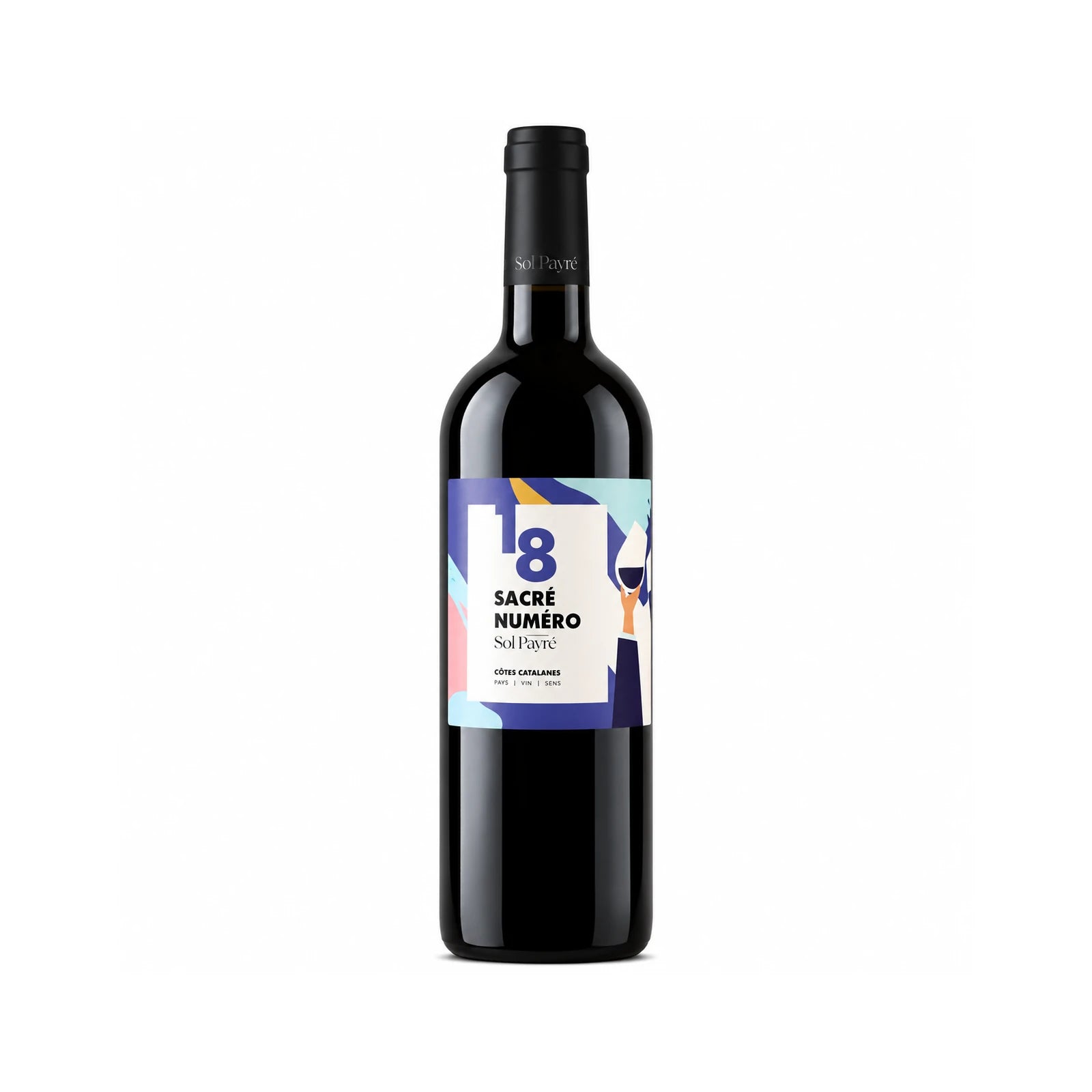 Bouteille de Sacré Numéro Rouge du Domaine Sol Payré, vin rouge IGP Côtes Catalanes du Roussillon, terroir des Aspres
