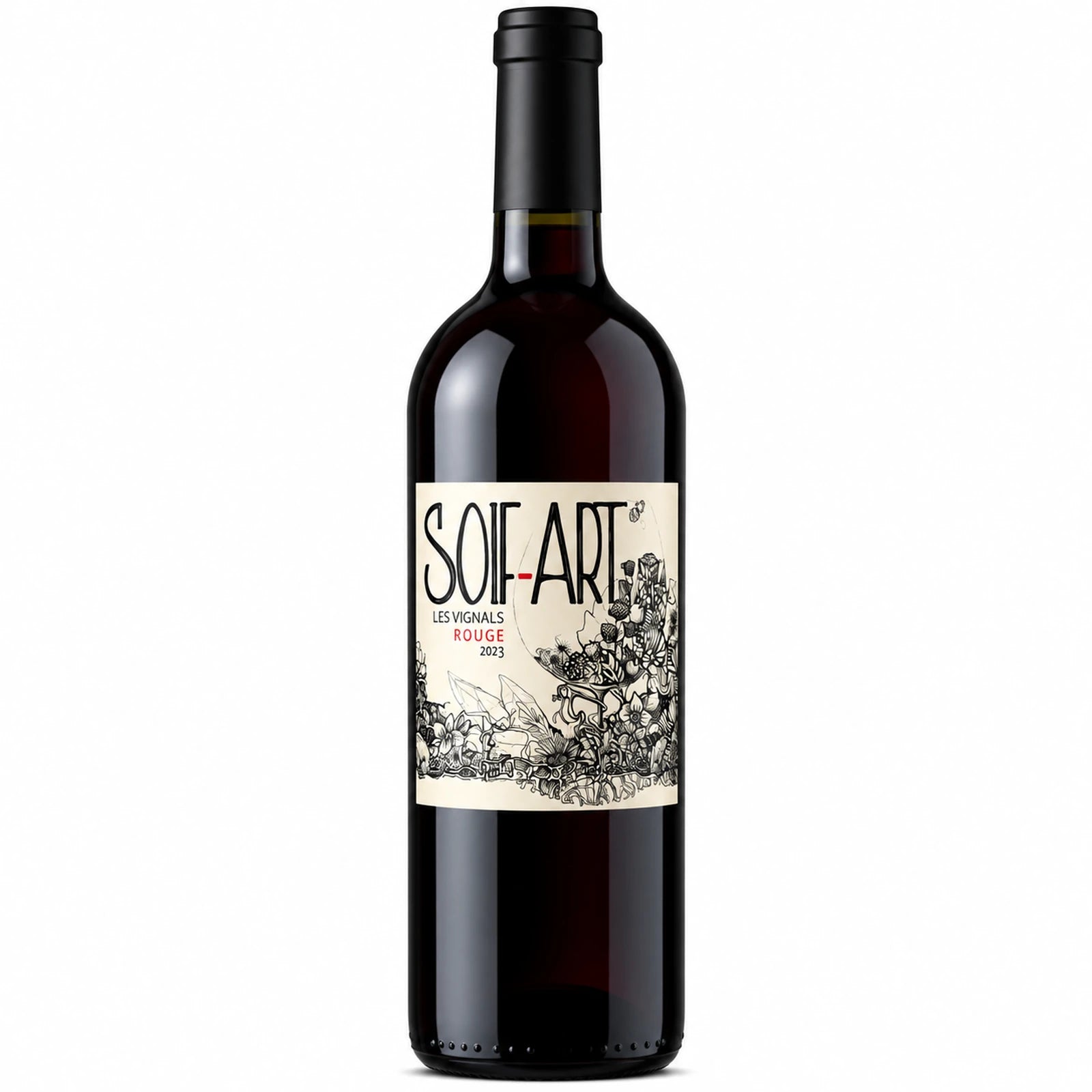 Bouteille de Soif'Art Rouge du Château Les Vignals, vin rouge bio IGP Côtes du Tarn