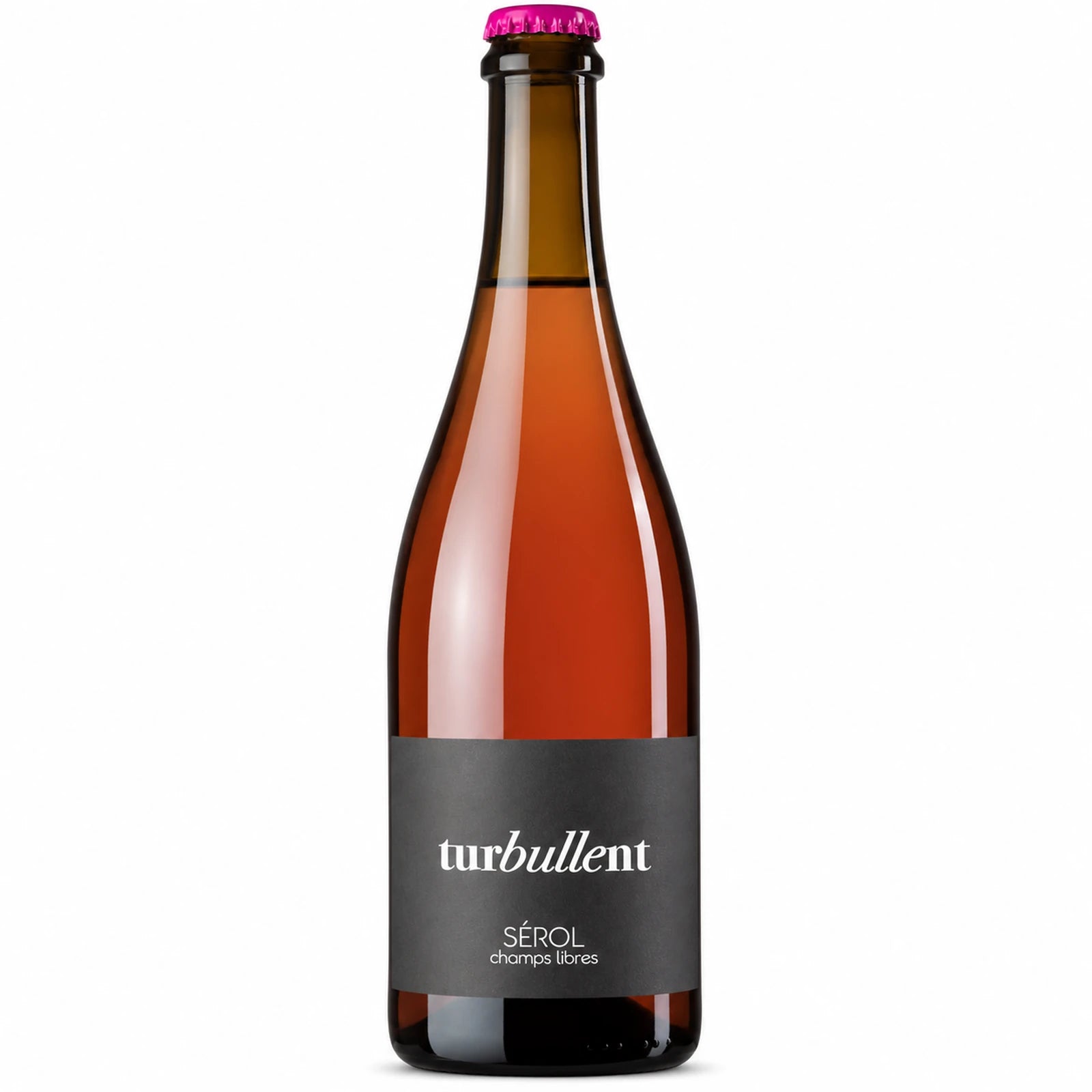 Bouteille de Turbullent du Domaine Sérol, vin pétillant rosé biologique 100 % Gamay élaboré selon la méthode ancestrale.