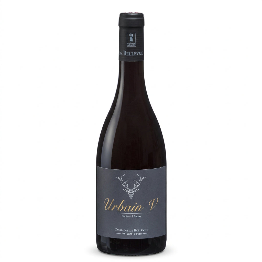 Bouteille Urbain V' Rouge du Domaine de Bellevue, vin AOP Saint-Pourçain, assemblage Pinot Noir et Gamay