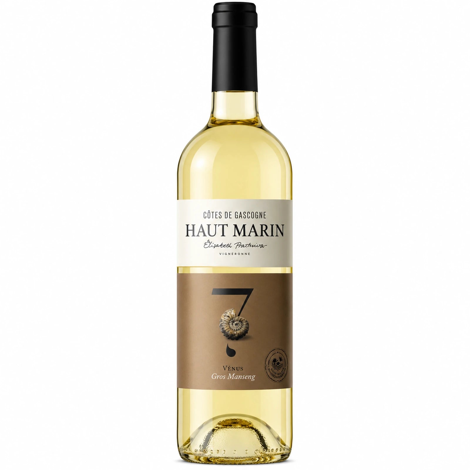Bouteille de Vénus N°7 du Domaine Haut-Marin, vin blanc moelleux IGP Côtes de Gascogne, élaboré à partir de Gros Manseng