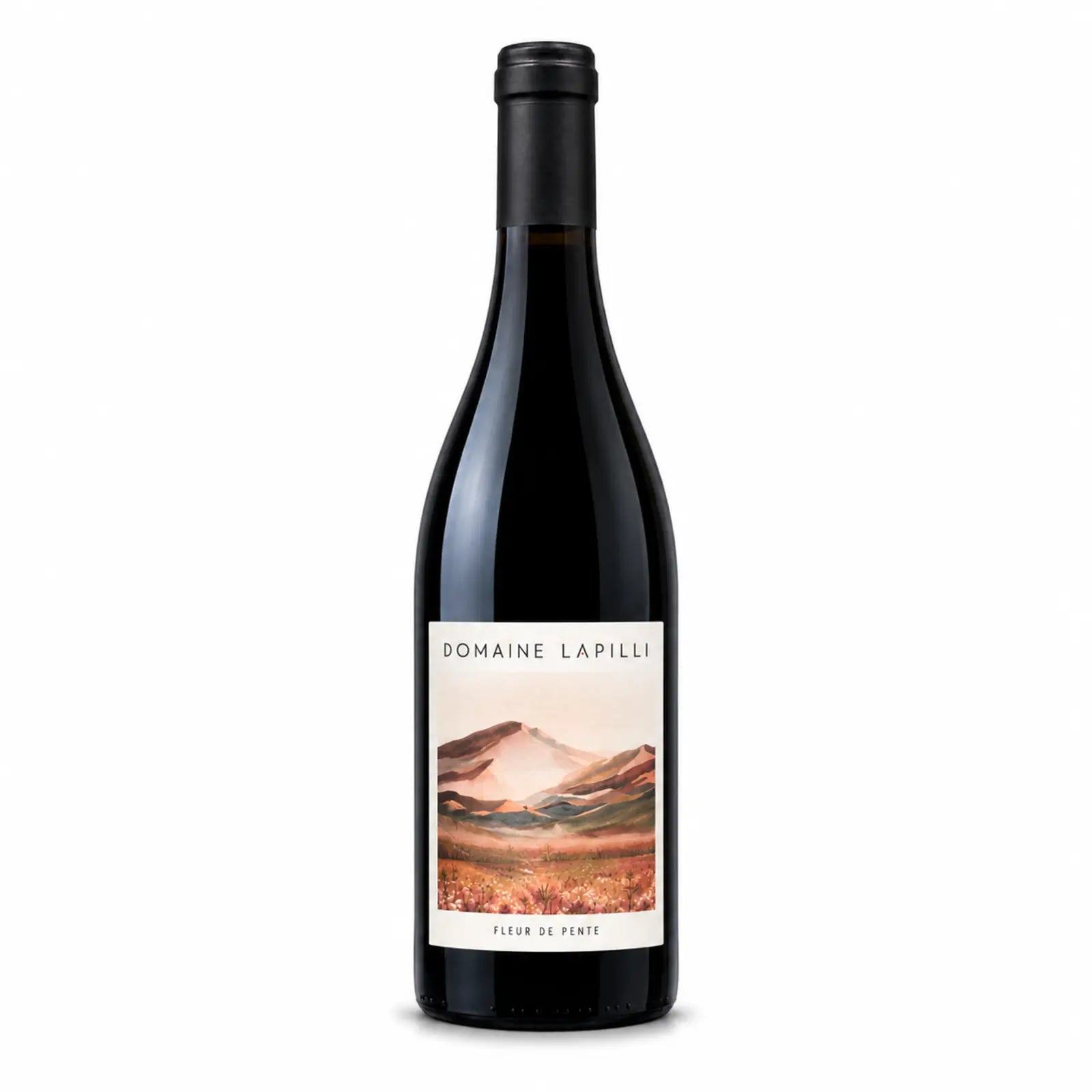 Bouteille de Fleur de Pente du Domaine Lapilli, vin rouge d'Auvergne issu de Gamay et Pinot Noir sur terroir volcanique de Veyre-Monton