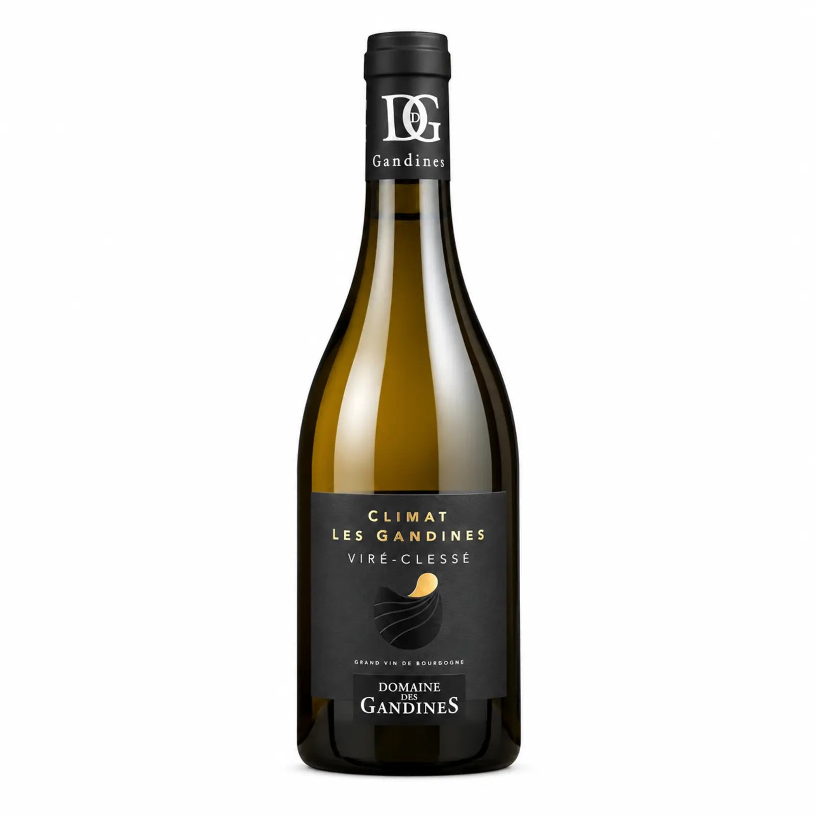 Bouteille de vin blanc Viré-Clessé Climat Les Gandines du Domaine des Gandines, AOP Viré-Clessé, cépage Chardonnay, vin bio et biodynamique de Bourgogne